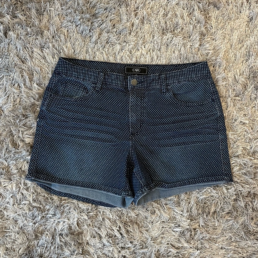 Dark Wash Polka Dot Denim Shorts - CATO